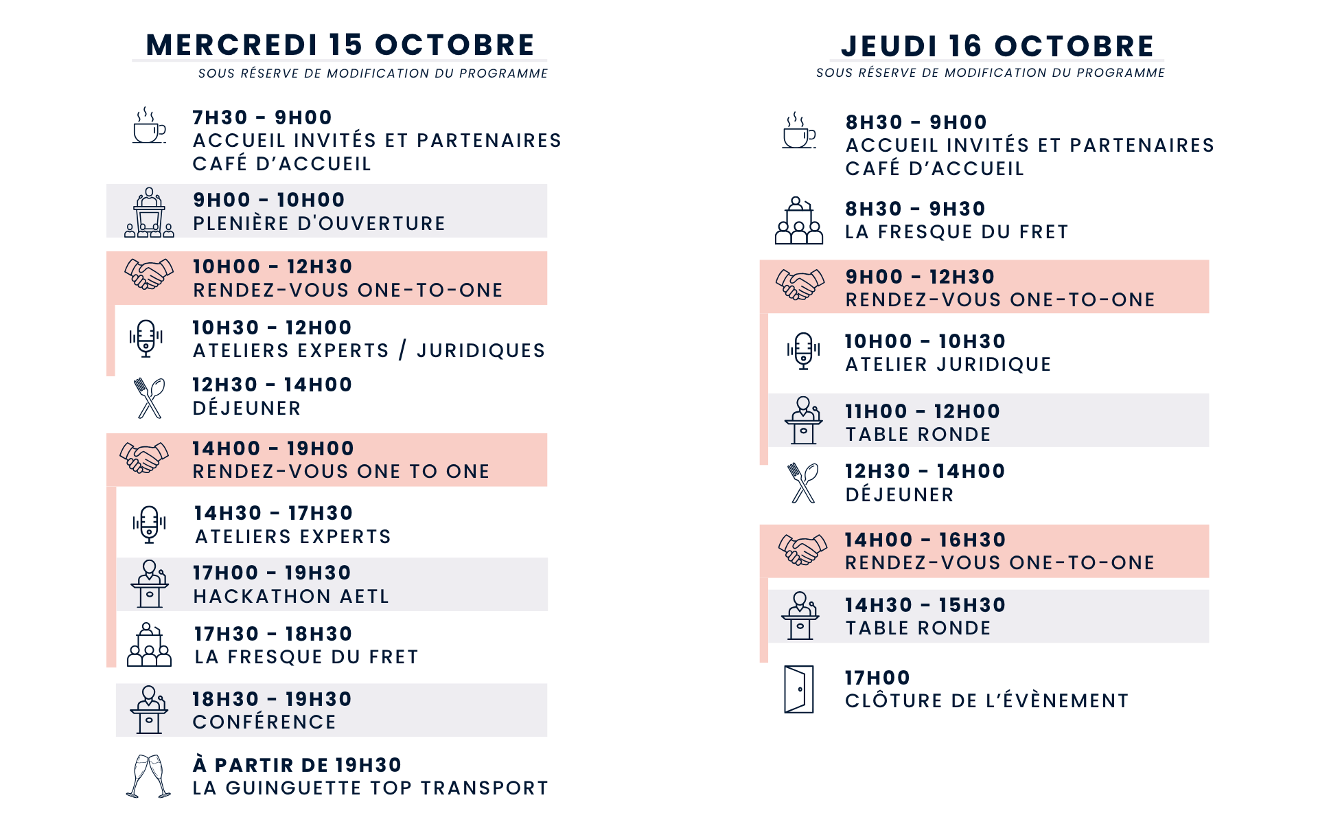le programme des 2 jours de Top Transport Europe